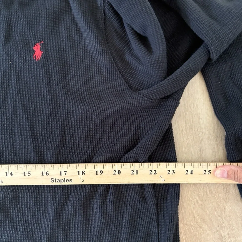 Polo Ralph Lauren Hoodie Mens XL Black Waffle Knit Kangaroo Pocket Pony Logo